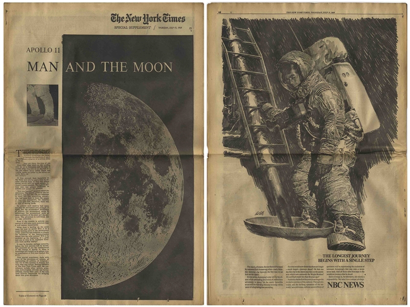 ''MEN WALK ON MOON'' -- 21 July 1969 Edition of ''The New York Times'' Newspaper